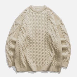 twist crew neck sweater dynamic & youthful style 6112