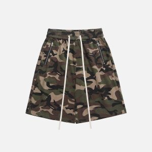 urban camo drawstring shorts sleek & trendy design 8966