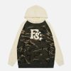 urban camo hoodie edgy patchwork design & y2k vibe 5913