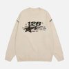 urban camo letter sweater crafted applique design 3594