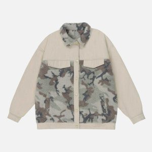 urban camo stitch sherpa coat   exclusive & cozy design 6745