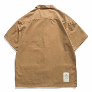 urban chic loose tooling shirt sleek short sleeve design 2411