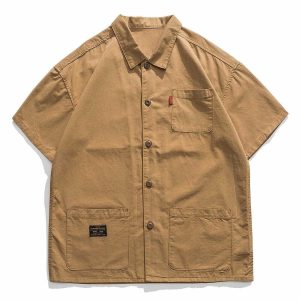 urban chic loose tooling shirt sleek short sleeve design 5929