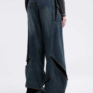 urban chic multi zipper jeans   trendy y2k aesthetic 4619