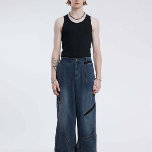 urban chic multi zipper jeans   trendy y2k aesthetic 7634