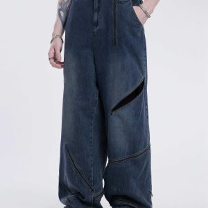 urban chic multi zipper jeans   trendy y2k aesthetic 7760