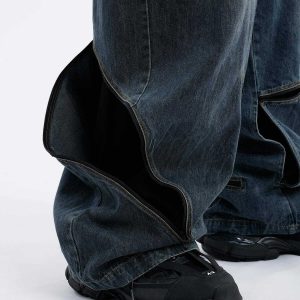 urban chic multi zipper jeans   trendy y2k aesthetic 8073
