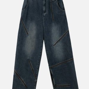 urban chic multi zipper jeans   trendy y2k aesthetic 8508