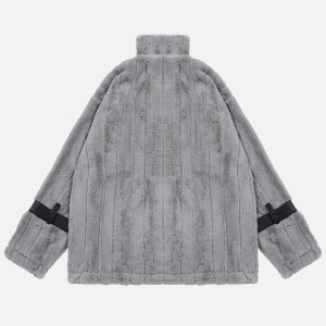 urban chic pu patchwork sherpa coat   trendy & warm 3898
