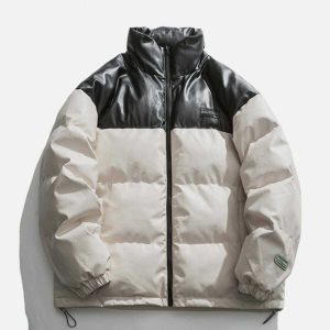urban chic pu spliced coat winter essential 7957