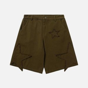 urban chic raw edge star cargo shorts   trendy & bold 2818