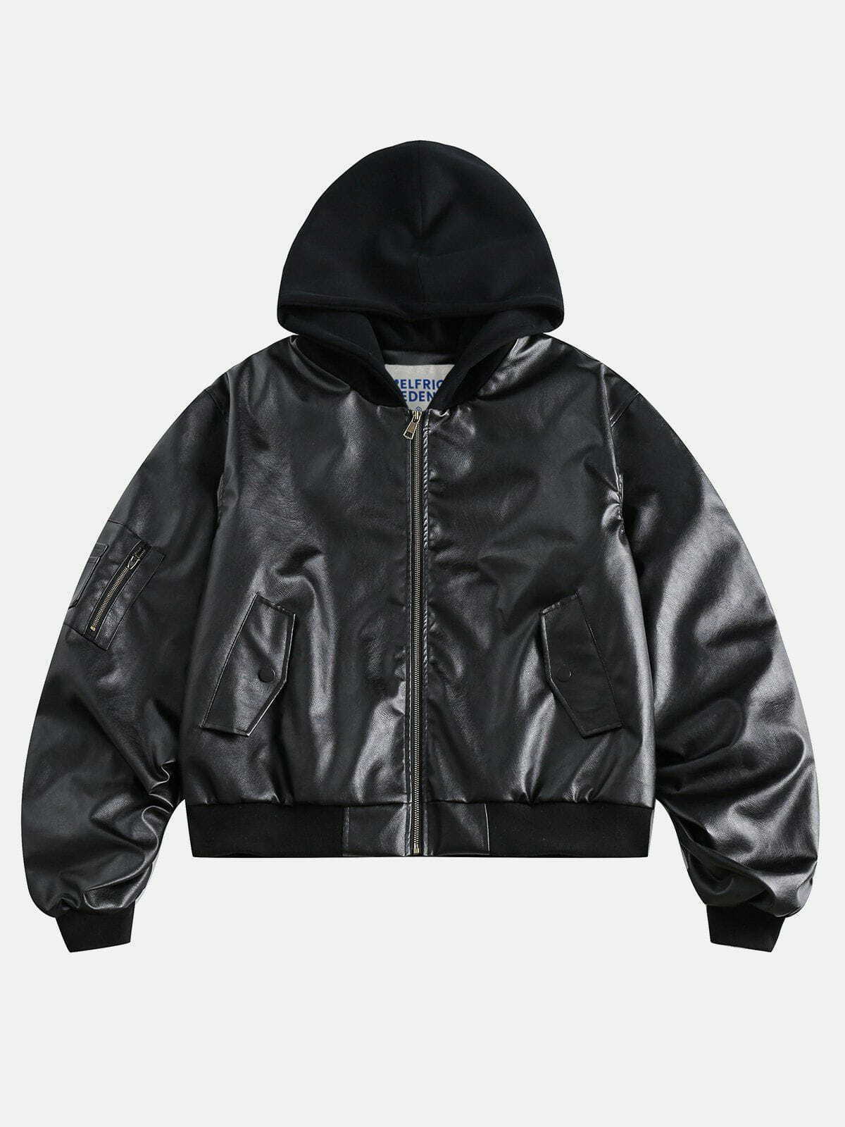 urban chic solid hooded bomber jacket   sleek design 3075