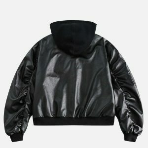 urban chic solid hooded bomber jacket   sleek design 4814