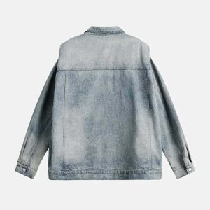 urban chic zip up denim jacket with waterwash finish 2601