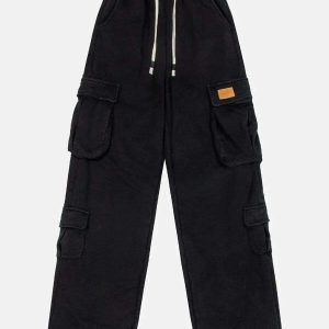 urban drawstring pants with multiple pockets   sleek & functional 6892