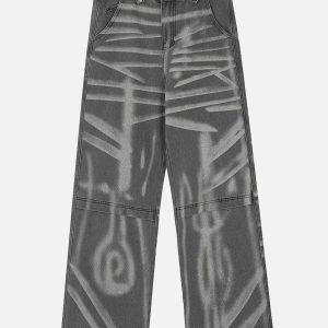 urban graffiti jeans full print & edgy loose fit 4875