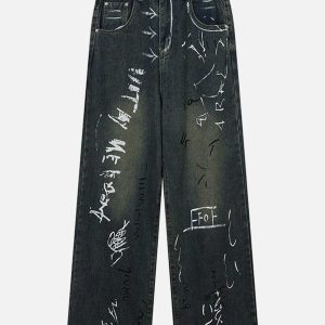 urban graffiti loose jeans   edgy & trending street style 3578