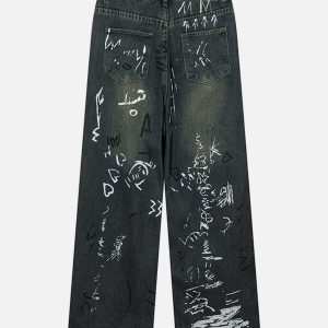 urban graffiti loose jeans   edgy & trending street style 6723