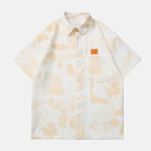 urban graffiti short sleeve shirt   loose & trendy fit 4125