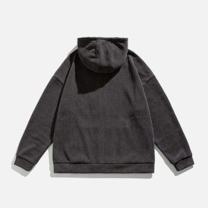 urban labeled loose fleece hoodie zip up chic comfort 7205