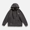 urban labeled loose fleece hoodie zip up chic comfort 7648