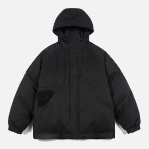 urban mesh pocket hooded coat   sleek & trendy design 2775