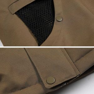 urban mesh pocket hooded coat   sleek & trendy design 4685
