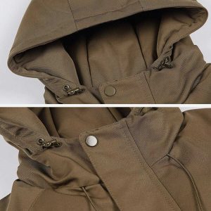 urban mesh pocket hooded coat   sleek & trendy design 6512