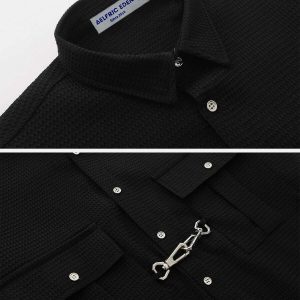 urban metal buckle shirts sleek short sleeve design 5581