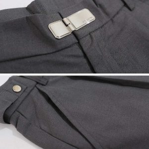 urban metal buckle shorts   sleek & trendy y2k design 3301