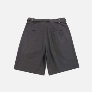 urban metal buckle shorts   sleek & trendy y2k design 3311
