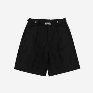 urban metal buckle shorts   sleek & trendy y2k design 5153