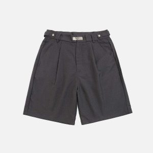 urban metal buckle shorts   sleek & trendy y2k design 8798