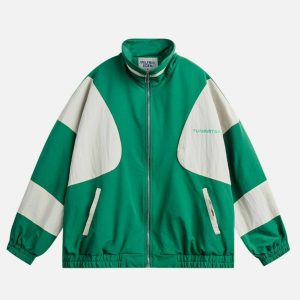 urban patchwork bomber jacket   chic y2k streetwear essential 4799