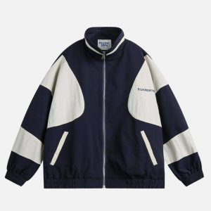 urban patchwork bomber jacket   chic y2k streetwear essential 7207