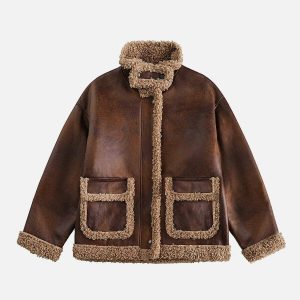 urban patchwork sherpa jacket   chic & cozy streetwear 1016
