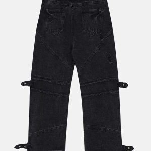 urban washed jeans with irregular zip up   sleek & edgy 5877