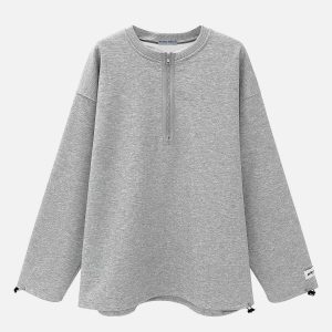 urban zip up sweatshirt with chic drawstring collar 3247