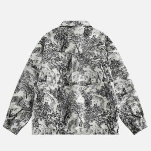 vibrant all over print shirt   youthful long sleeve design 2410