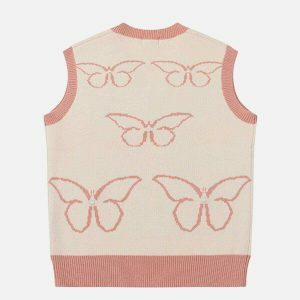 vibrant butterfly jacquard sweater vest 6624