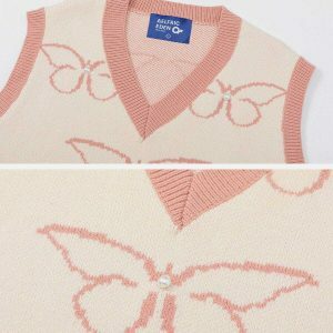 vibrant butterfly jacquard sweater vest 7881