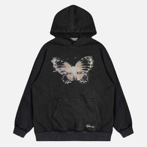 vibrant butterfly print hoodie 8503