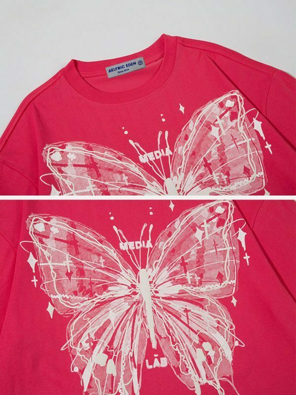 vibrant butterfly print tee   youthful streetwear 1524