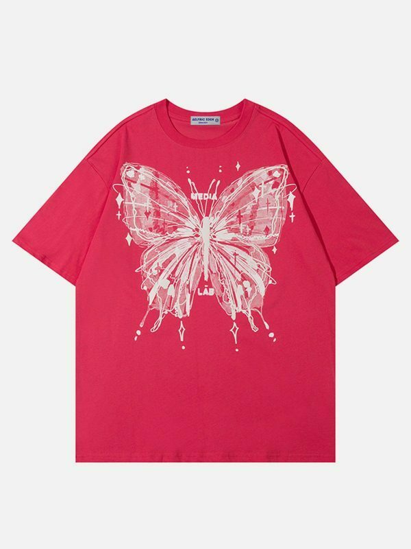 vibrant butterfly print tee   youthful streetwear 5633