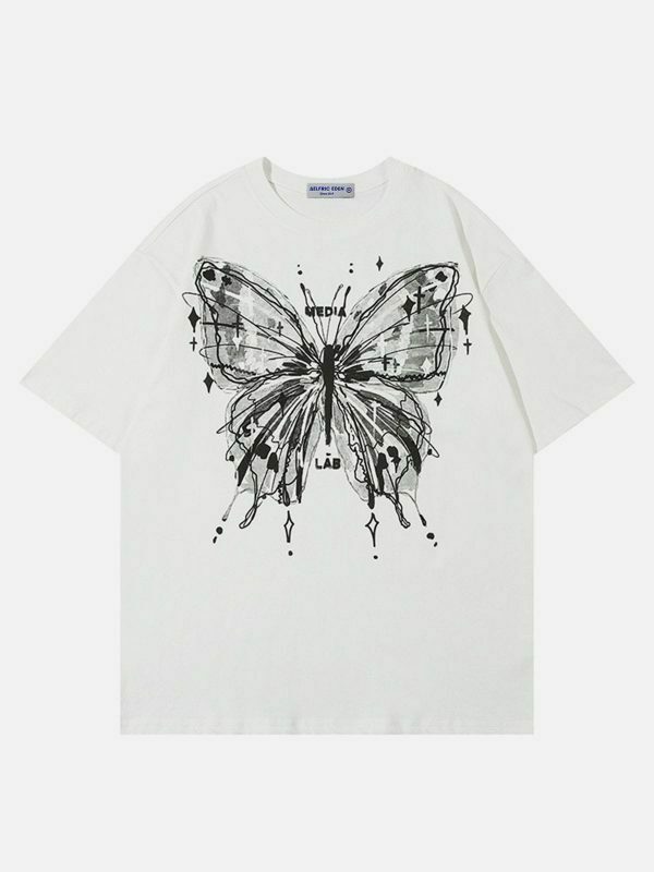 vibrant butterfly print tee   youthful streetwear 7231