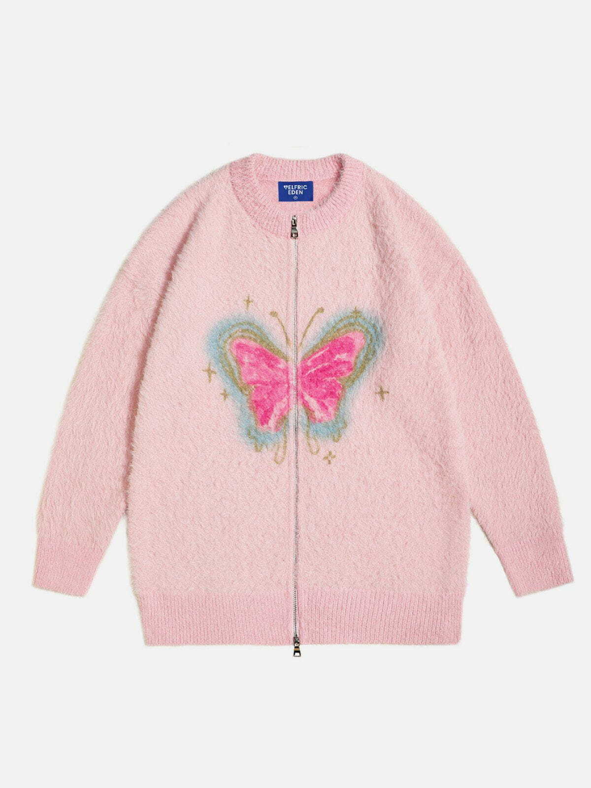 vibrant butterfly zipper cardigan 6453