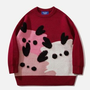 vibrant cartoon animal sweater urban fashion statement 2883