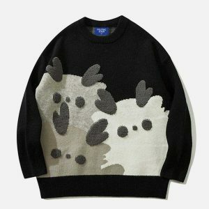 vibrant cartoon animal sweater urban fashion statement 5070