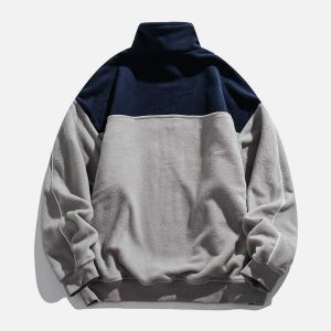 vibrant color block fleece sweatshirt   youthful urban appeal 5344