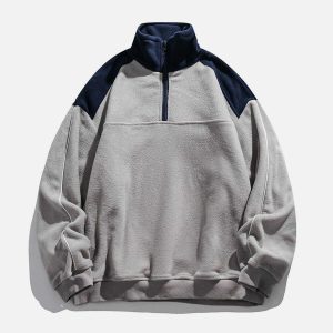 vibrant color block fleece sweatshirt   youthful urban appeal 7950